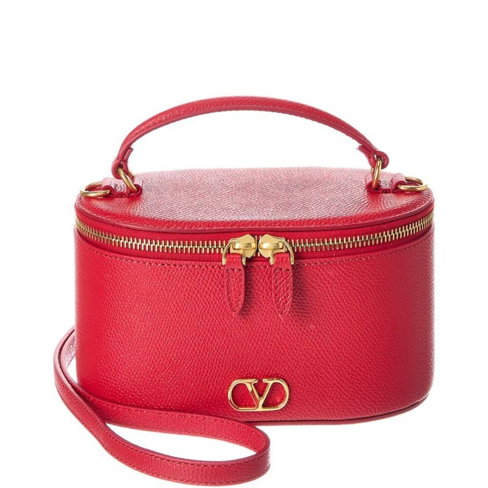 Valentino Vlogo Signature Mini Leather Vanity Bag, Red